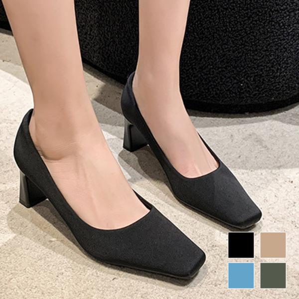 スクエアトゥシンプルパンプス レディース 10代 20代 30代 韓国ファッション カジュアル 靴 ...