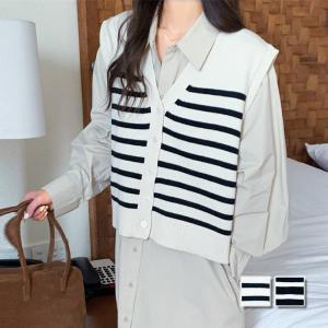 ボーダーニットベスト レディース 10代 20代...の商品画像