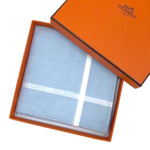 ★ラッピング無料★ エルメス HERMES ハンカチーフ ハンカチ 《 ジャカード H 》ブルーシエル ライン ホワイト 白 ブルー 青 H161014G H4 ギフト　新品｜amulet