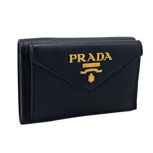 プラダ PRADA 財布 三つ折り ミニ財布 サフィアーノメタル SAFFIANO METAL レザー ブラック 1MH021 QWA F0002 新品｜amulet