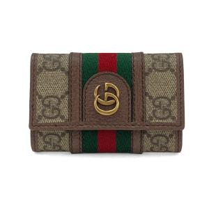 グッチ GUCCI キーケース 6連 キーホルダー ダブルG GGスプリーム オフィディア ウェブ ストライプ レザー ベージュ エボニー 603732 96IWT 8745｜amulet