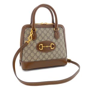 グッチ GUCCI ハンドバッグ ショルダーバッグ ホースビット 1955 スモール トップハンドル GGスプリーム キャンバス ベージュ エボニー 621220 92TCG 8563｜amulet