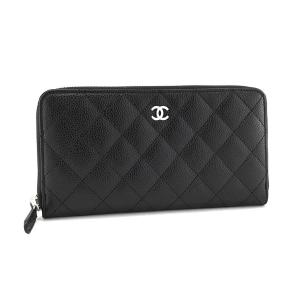 シャネル 長財布 CHANEL ラウンドファスナー マトラッセ ココマーク キャビアスキン ブラック シルバー金具 A50097 Y01588 C3906｜amulet