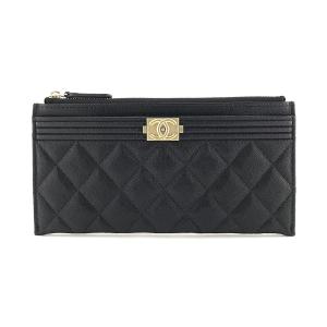 シャネル CHANEL 長財布 ポーチ ボーイシャネル キャビアスキン ブラック ゴールド金具 A81254 Y83621 94305｜amulet