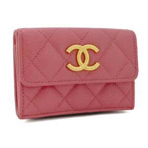 【新品・新作】シャネル CHANEL 財布 三つ折り スモール フラップ ウォレット マトラッセ グレインド カーフスキン キャビアスキン ピンク AP3518 B13703 NQ388｜amulet