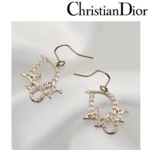 クリスチャン ディオール Christian Dior ピアス レディース Diorロゴ ラインストーン ゴールド E0027D GO/メンズ/レディース｜amulet
