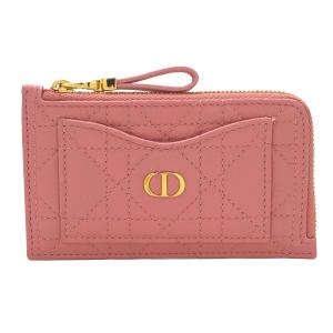 【新品】ディオールDior DIOR CARO コンパクト ジップ カードホルダー カナージュ カーフスキン ピンク カードケース フラグメントケース S5131UWHC_M89P｜amulet