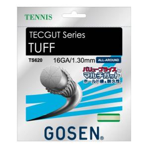 「単張パッケージ品」ゴーセン(Gosen) TECGUT TUFF 16 テックガットタフ16 (1.30mm／16GA) 硬式テニス マルチフィラメントガット TS620-W ホワイト(23y9m)｜amuse37