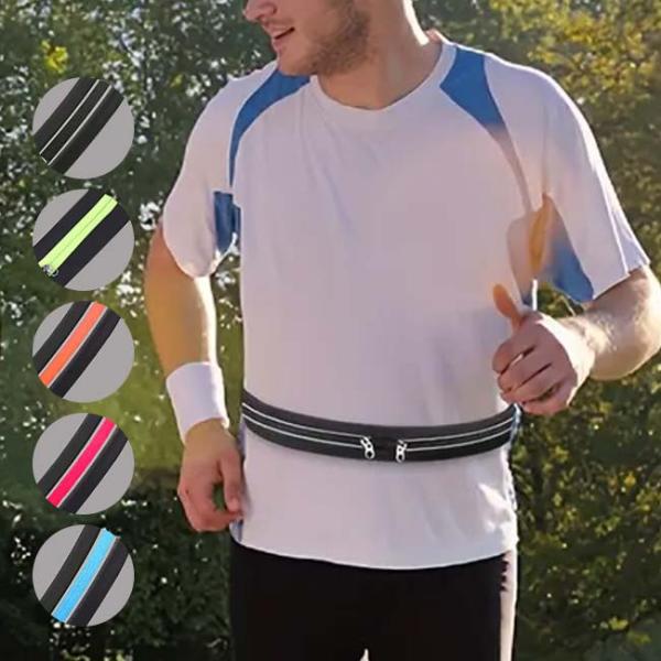 大切な貴重品をしっかり収納 盗難防止  ランニングポーチ スポーツウエストバッグ 貴重品入れ 2ポケ...