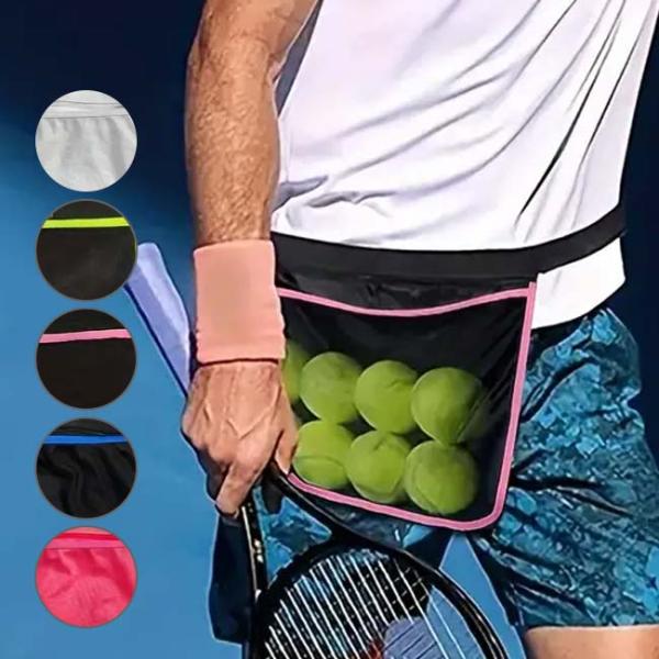 テニス、卓球、ピクルボール、ゴルフに最適 吊り下げウエストバッグ ピックアップバッグ ボール収納 メ...