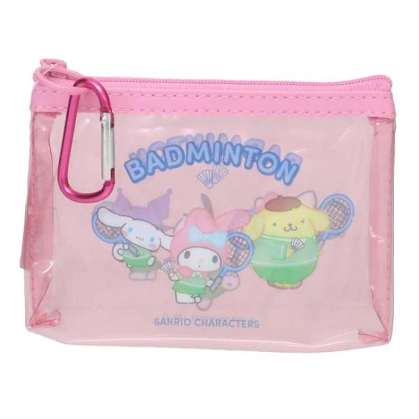 透け感がかわいい サンリオ(Sanrio) サンリオキャラクターズ カラビナ付きミニポーチ バドミン...
