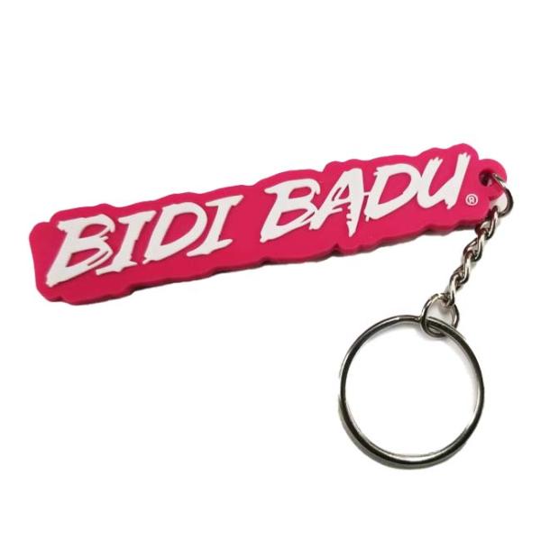 BIDI BADU(ビディバドゥ) 文字プリント キーチェーン キーホルダー ピンク×ホワイト 1個...