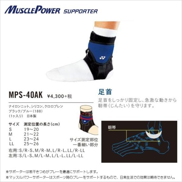 【足首サポーター】ヨネックス マッスルパワー サポーター MPS-40AK ブラック×ブルー(188...
