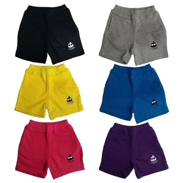全6色 La Unchi(ラウンチ) キッズ・ジュニア アイコンプリント ハーフパンツ コットンパン...