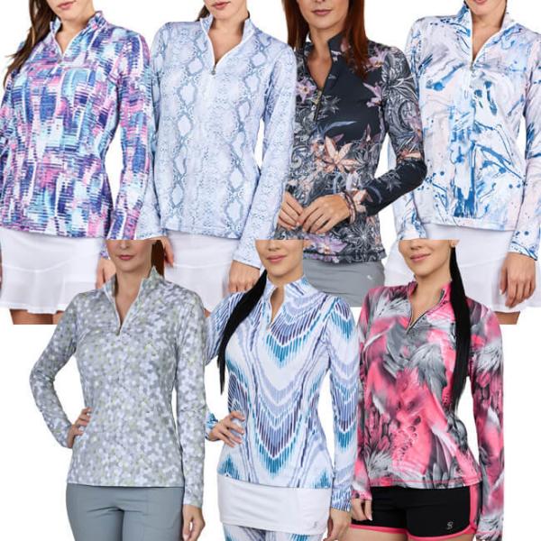 ＵＳサイズ Sofibella(ソフィベラ) レディース UV Feather 長袖ハーフジップポロ...