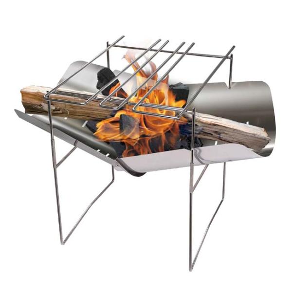軽量コンパクト Montagna(モンターナ) ポータブル焚き火＆グリル 炭薪使用可 焚き火 料理 ...