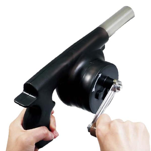 BBQで大活躍！素早く火起こし Montagna(モンターナ) 手動式ビッグバーベキューファン ガン...