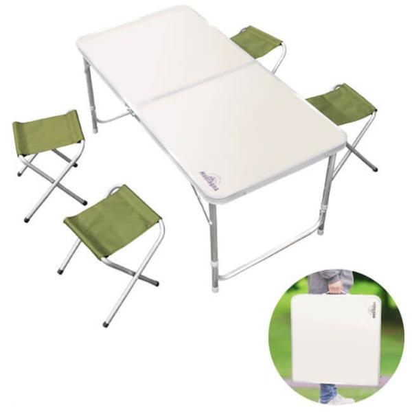 在庫処分特価】コンパクトで持ち運びラクラク  折りたたみ式アウトドアテーブル 120cm ＆ チェア...