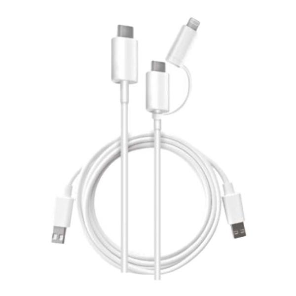 同時に充電・給電が可能 ハック(HAC) 3WAY マルチケーブル Type-C USBプラグ iO...