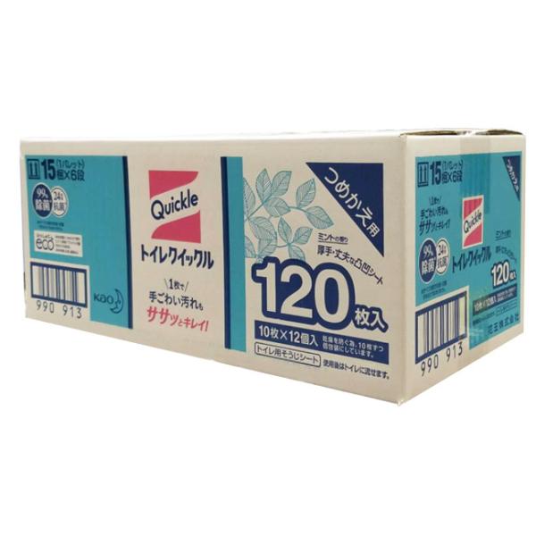 花王(Kao) トイレクイックル ミントの香り トイレ用掃除シート つめかえ用 10枚入×12個入り...