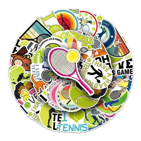 大好きなテニスといつでも一緒♪  スポーツステッカー シール テニス柄アソート 50枚入り テニス文...