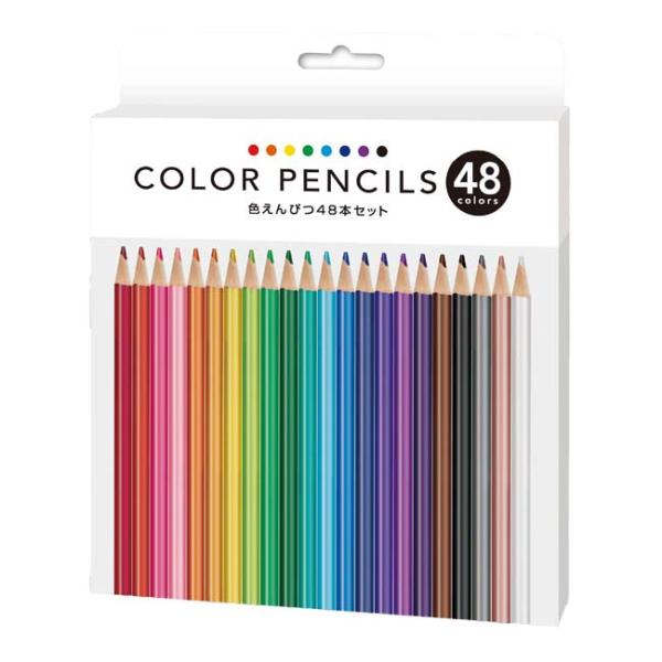 ぬりえやお絵描きに最適 ハック(HAC) 色えんぴつ 48本セット 充実カラー 丸型 カラーペンシル...