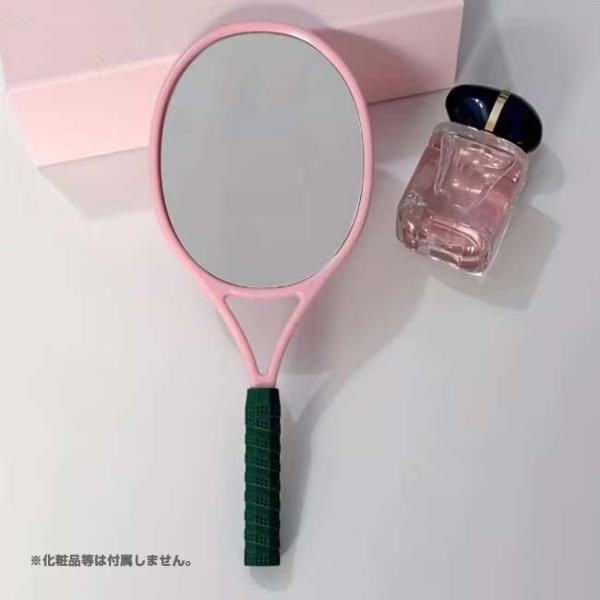 テニスラケット型 ハンドミラー 手鏡 メイクアップミラー 携帯ミラー TE939971 ピンク(25...