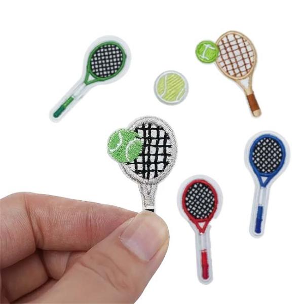 6個入り  ミニスポーツスタイル テニスラケット 刺繍入り ホットメルトパッチ アイロン接着アップリ...