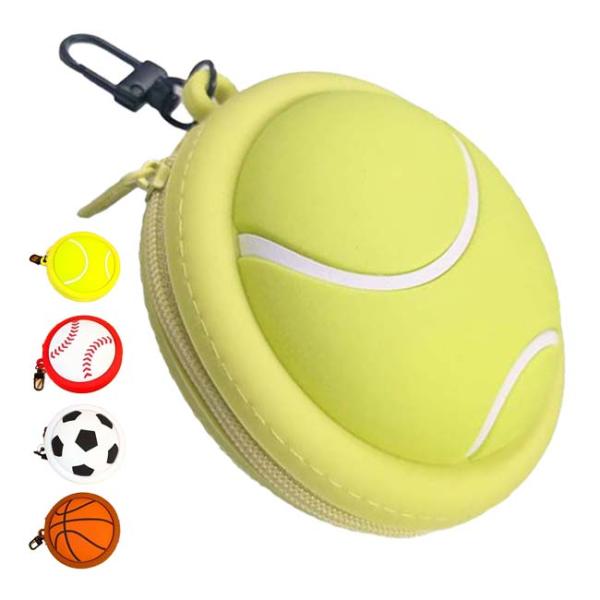 【可愛いボール型の小物入れ】 ボール型 ファスナー付シリコン製 小物入れ 小銭入れ アクセサリポーチ...