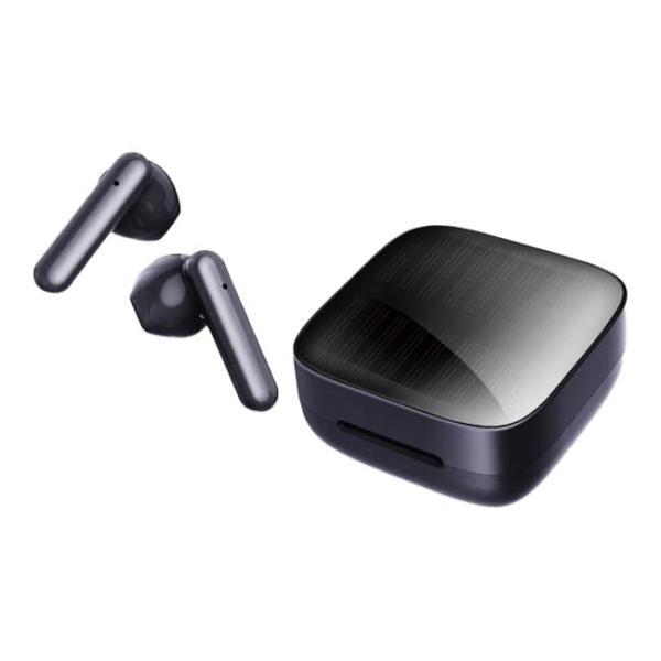 ソーラーパネル充電＆USB充電の2WAY ハック(HAC) ソーラー充電パネル付き ワイヤレスイヤフ...