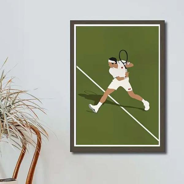 額付きなのですぐに飾れる  テニスポスター テニスプレイヤー柄 キャンバス地 ウォールアートプリント...