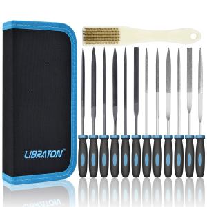 LIBRATON 12本組 ヤスリセット 金属 ダイヤモンドヤスリ 精密 鉄工ヤスリ 木工 刃物研ぎ 丸 三角 平 棒やすり バリ取り 面取り DI｜amuza-butiko