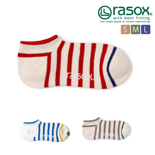ラソックス rasox 靴下 ソックス コットンボーダー・ロウ アンクル丈 スニーカー丈 レディース...