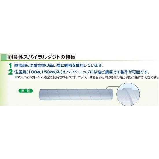 耐食性スパイラルダクト　板厚0.8ｔ　長さ2m　400Φ