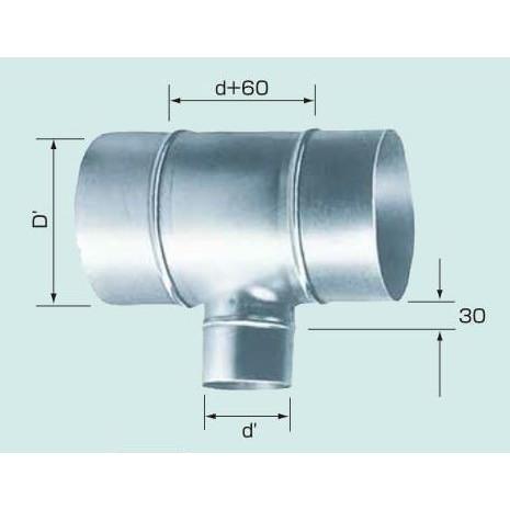 T管　本管×枝管　亜鉛めっき鋼板製　　225Φ×200Φ