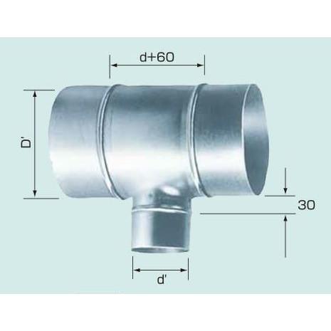 T管　本管×枝管　亜鉛めっき鋼板製　　400Φ×375Φ