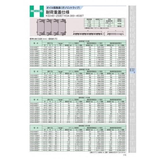ホーコス　オイル阻集器(ガソリントラップ)　耐荷重蓋仕様　KS3-60〜250ET・KS4-300〜...