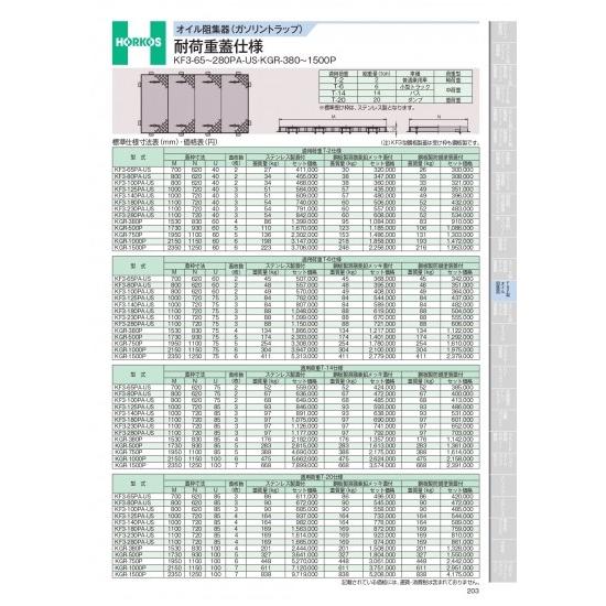 ホーコス　オイル阻集器(ガソリントラップ)　耐荷重蓋仕様　KF3-65〜280PA-US・KGR-3...