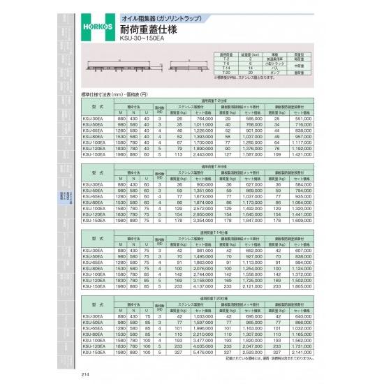 ホーコス　オイル阻集器(ガソリントラップ)　耐荷重蓋仕様　KSU-30〜150EA　適用荷重T-6仕...