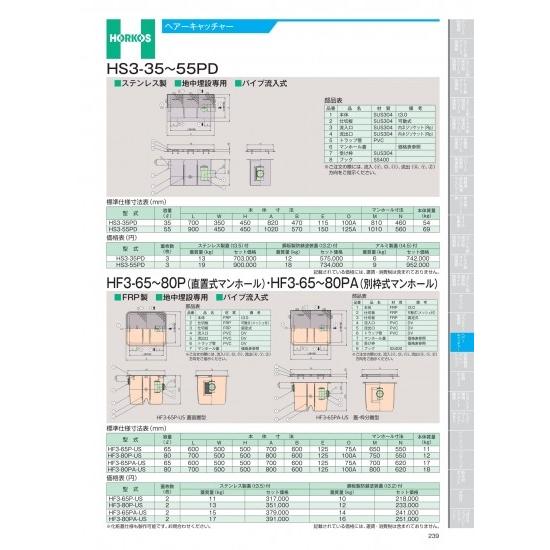 ホーコス　ヘアーキャッチャー　HF3-80PP-US　×　ステンレス製蓋(t3.5)付