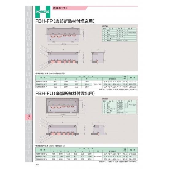 ホーコス　設備ボックス　FBH-FU(底部断熱材付露出用)　FBH-4520FU