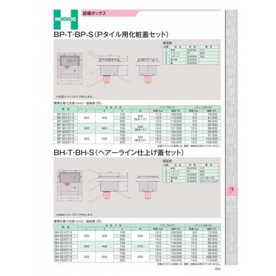 ホーコス　設備ボックス　BH-T・BH-S(ヘアーライン仕上げ蓋セット)　BH-3515T/S