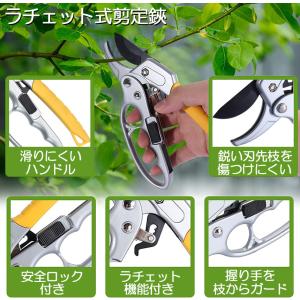 剪定ばさみ ラチェット式 剪定鋏 園芸用はさみ...の詳細画像3