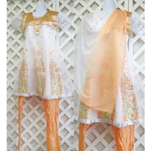 パンジャビドレス オレンジミント 民族衣装 サルワールカミーズ ボリウッド