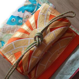 赤に亀甲模様のだらりの帯☆作り帯 赤に亀甲模様のだらりの帯☆作り帯