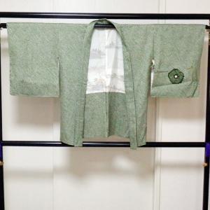 羽織 正絹絞り染め 緑色 梅 父兄参観やお子さ...の詳細画像1