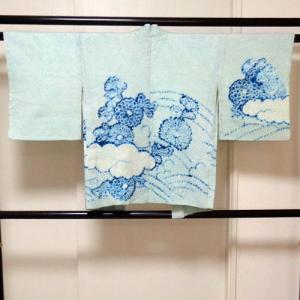 羽織 正絹絞り染め 水色菊模様 父兄参観やお子さんの卒業式に 美品