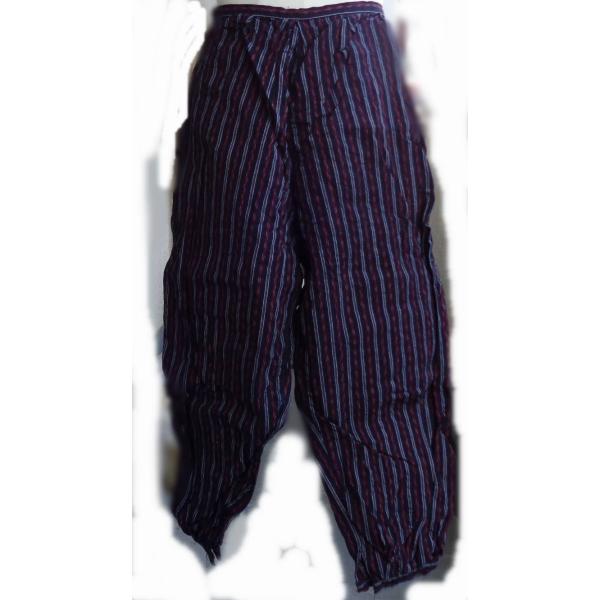 もんぺ かすり織 縞模様 サイズフリー 作務衣のズボン ドジョウすくい 民謡衣装
