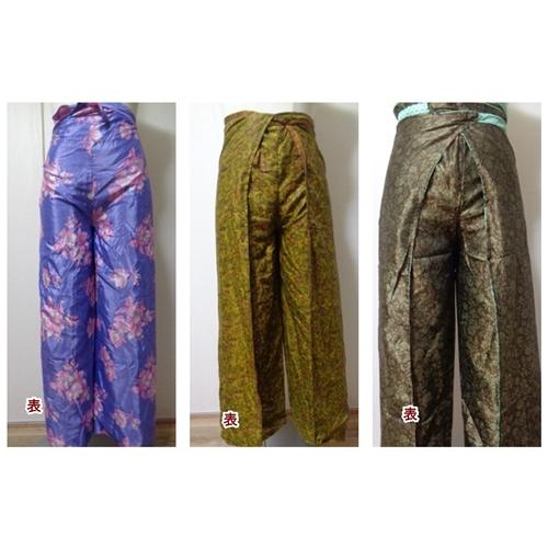 ラップパンツ オールドサリー使用 風でひらひら リバーシブル使用 ベリーダンス ヨガ 重ね着 民族衣...