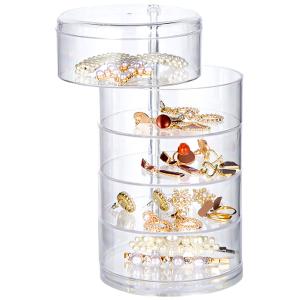 ジュエリースタンド ジュエリーボックス アクセサリー アクリル 蓋付き360度回転式 小物入れ ピアス イヤリング スタンド Anberott J120